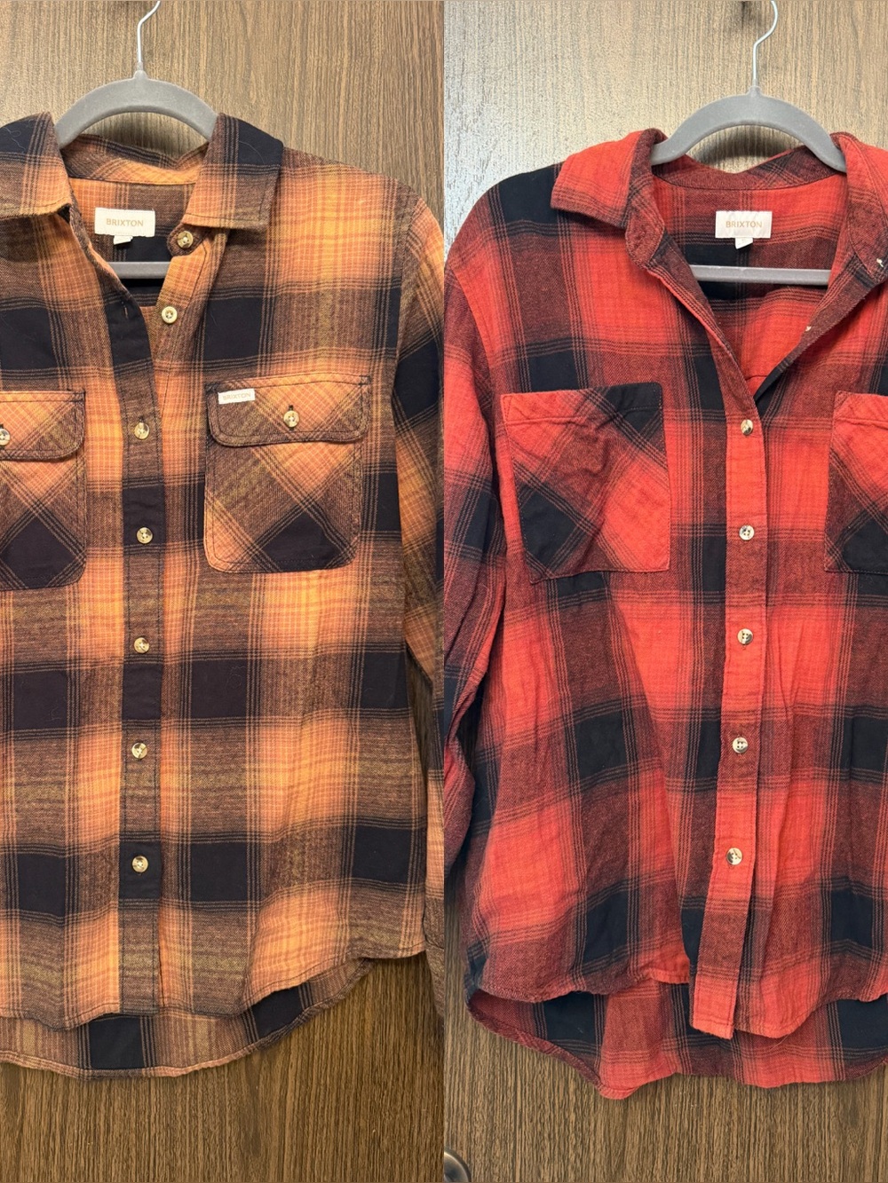 BRIXTON FALL FLANNELS LOT SIZE SMALL ORANGE AND RED